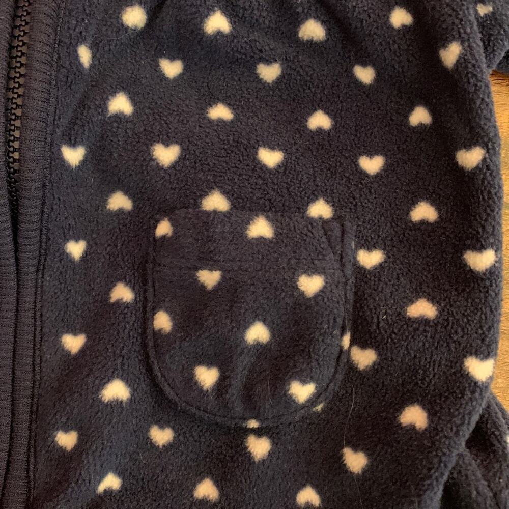 CARTER’S Girl’s Navy with White Hearts Fleece Hooded Zip Up Jacket / Size: 3 Mos - Picture 4 of 10